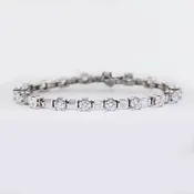 Diamond Tennis Bracelet - 14K White Gold - 7.00ct.
