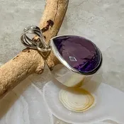 Amethyst Faceted Tear Drop Bezel Set Pendant