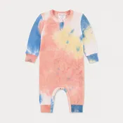 Brushed Hacci Multi Tie Dye Henley Romper