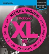 D'Addario EXL170-5 Nickel Wound Light Long Scale 5-String Bass Strings .045-.130