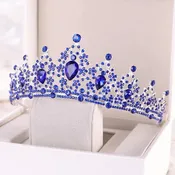 Camryn - Blue Crystal Bridal Tiara - Silver