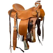 15" McCall McLite Wade Trail Saddle, Medium Oil with Carlos Border Tooling - #W206826
