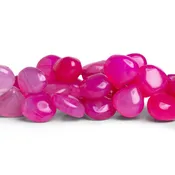 10-11mm Hot Pink Chalcedony Plain Hearts 8 inch 45 beads
