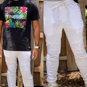 Men’s joggers white, with zipped pockets