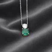 14K Two-Tone Diamond & Emerald Two-Stone Pendant Necklace – 1.82ctw