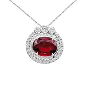 12.55 Carat Oval Cut Rubellite And 3.50 Carat Round Cut Diamond 18kt Pendant Necklace