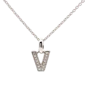 0.04 White Diamond Round 14K White Gold Necklace Length 18