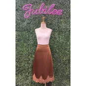Alicia Cocoa Lace Midi Slip Skirt