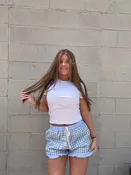 Alyssa Gingham Shorts - Blue