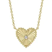 0.02Ct Diamond Ribbed Bezel Heart Necklace Sc55026096