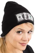 100 Hundred Dollar Bill Embroidered Cuffed Beanie
