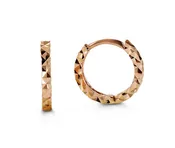 10K Rose Gold Diaond Cut Hoop Earrings