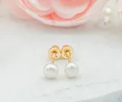 14K Gold-Plated White Pearl Earrings