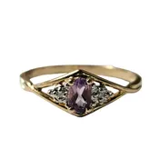 10k Amethyst and Diamond Ring