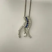 WG Diamond &amp; Sapphire Charm &amp; Chain Set