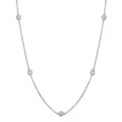 0.50 cttw Diamond Bezel Set Station Necklace