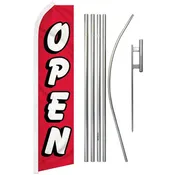 11.5' Open Red and White Feather Flag & Pole Kit