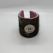 Brazilian Brown Cowhide Fur with 12g Shotgun Shell and Stainless Steel Cross Concho Closure