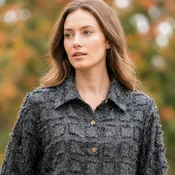 Eyelash Textured Shirt in Charcoal | Women's Button-Down - EL38