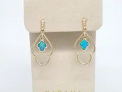 14k Yellow Gold, 4 Star Opal Dangle Earrings