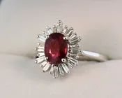 2ct Ruby & Baguette Diamond Halo Ring