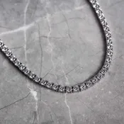 1 Row Sterling Silver 4mm Tennis Necklace (TF)