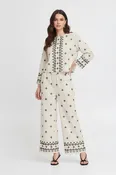 b.young Bydunia Embroidered Wide-Leg Trousers – Beige