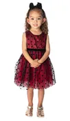 Baby Girls and Little Girls Burgundy Dot Dress