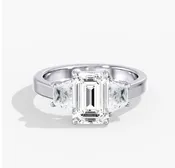 3 Ct Emerald Cut Lab Diamond Engagement Ring with Cadillac Accents