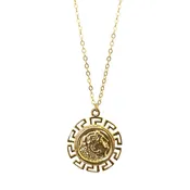 Alexander The Great Greek Key Pattern Coin Pendant