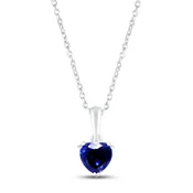Blue Lab-Created Sapphire Birthstone Necklace 10K White Gold 18"
