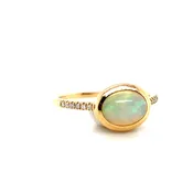 Bezel Opal & Diamond Ring — Stucchi Jewelers