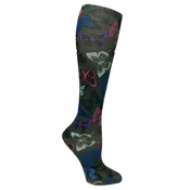 12" Soft Comfort Compression Socks Grey Butterfly