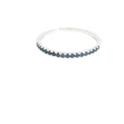 14K White Gold Band Gemstone Ring set with 14 Sapphires total stone weight measures 0.3 ctw.