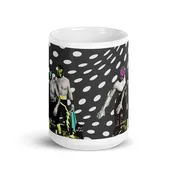 3 Wrestlers - Luchador - Monochrome Dot - 15oz White Glossy Mug