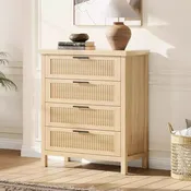 4-Drawer Dresser, Modern Wooden Bedroom Chest of Drawers With Handles and Storage Drawers, Farmhouse Style TV Stand for Living Room, Bedroom, Hallway