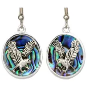 Abalone Inlay Silver-Plated Eagle Earrings