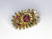 1940's Retro Ruby &amp; Diamond Brooch