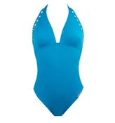 Ajourage plunging back swimsuit