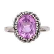 10K White Gold Pink Stone Fashion Ring