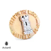 14 Karat White and Yellow Gold Tower Tie Pin Surrounded by a Scripture