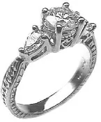 1 1/2ct Round Diamond with Pear Accent Diamonds