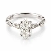 14kt White Gold 2.02 DVVS2 Lab Diamond on 16 Natural Round Diamond .20ct Mounting