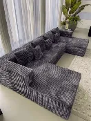 133" Oversized U-Shape Corduroy Modular Cloud Sectional Sofa - No Assembly, Ships in 3-7 Days