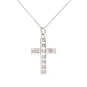 Art Deco 14k Diamond Cross Pendant Necklace