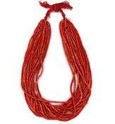 19-Strand Coral Beaded Necklace c. 1960-70s, 22" length