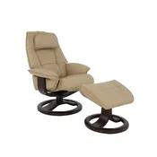 Admiral R Manual Recliner with Foot Stool Soft Leather: Sl 229 Latte Beech Wood Espresso (Small) by Fjords