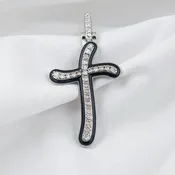 14k White Gold Glow in the Dark Royal Blue Cross with Diamonds — Cortes