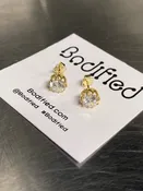 14K Gold  5mm Crown CZ Earrings — Bodified