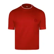 Bijan Red Crest Contrast Ribbed T-Shirt